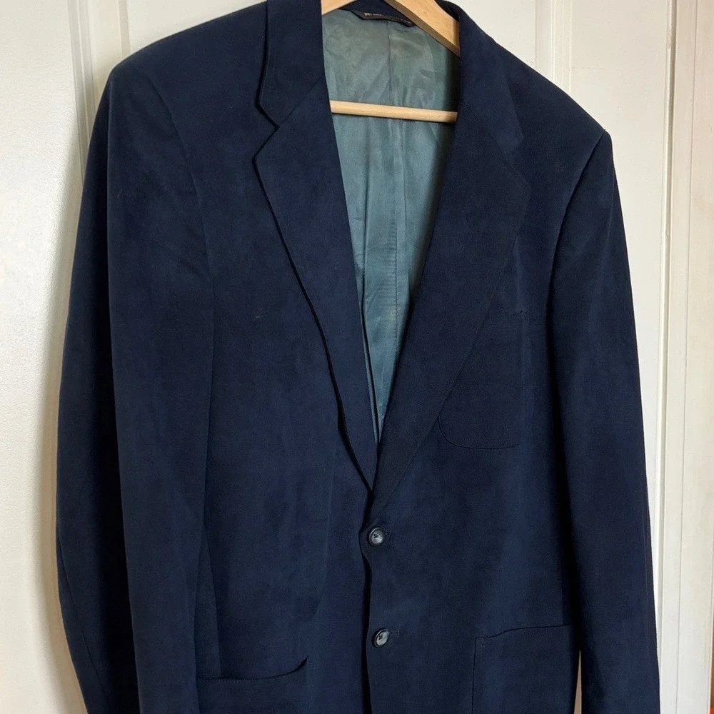 Vintage Neiman Marcus Microsuede Blazer Made in USA 1980s‎ Navy